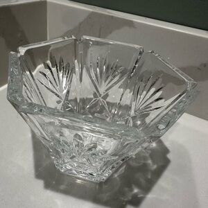 Gorham 24% Lead Crystal Hexagon Candy Dish Bowl Elegant Six-Sided Glass VTG USA